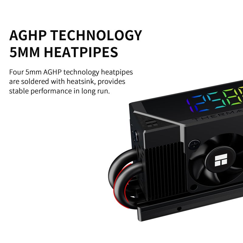 Thermalright HR10 2280 PRO محرك أقراص الحالة الصلبة الرقمي الأسود بدقة عالية مع مراقبة درجة الحرارة، شاشة عرض رقمية ARGB مدمجة وتحكم ذكي في المروحة، تصل إلى 6500RPM - Image 2